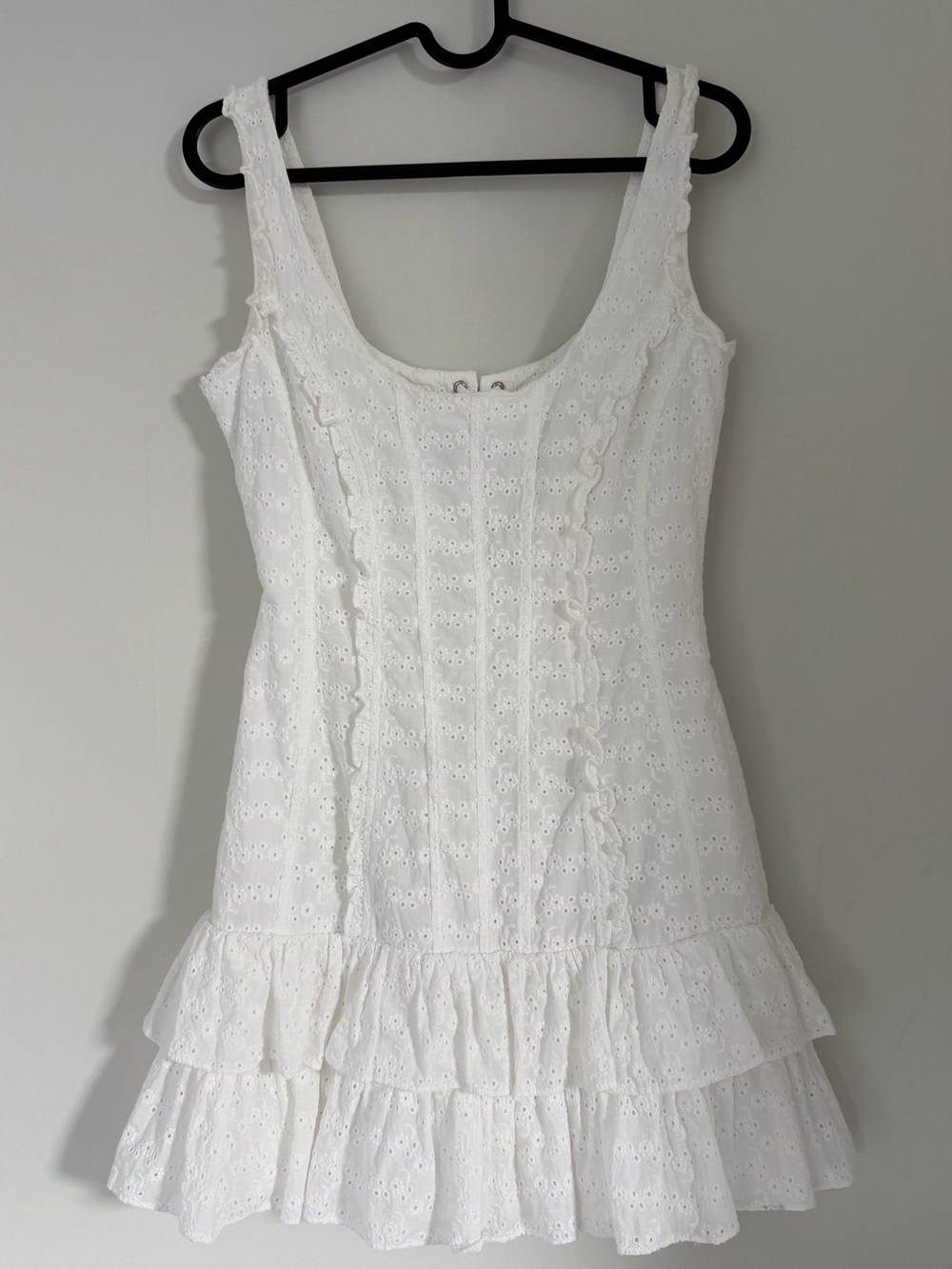 GUIZIO White Eyelet Lace-Up Ruffle Mini Dress - Picture 4 of 9